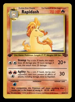 Rapidash 44/64 Uncommon Jungle 1st Edition WOTC Pokemon LP - Image 1