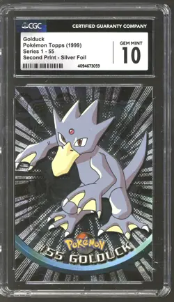 Pokemon Topps TV Series 1 Silver Foil Golduck 55 CGC 10 GEM MINT - Image 1