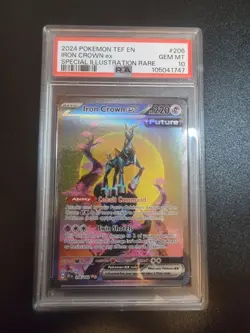 2024 POKEMON TEMPORAL FORCES SPECIAL ILLUSTRATION RARE #206 IRON CROWN EX PSA 10 - Image 1