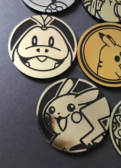 8 X Pokemon Large Coins Coin Tokens Shiny Eevee Pikachu Charizard Fuecoco - Image 3