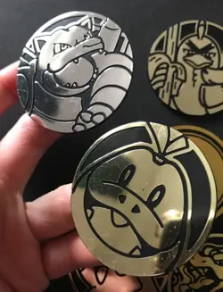 8 X Pokemon Large Coins Coin Tokens Shiny Eevee Pikachu Charizard Fuecoco - Image 5
