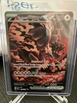 Pokemon TCG Bloodmoon Ursaluna ex 168/131 Prismatic Evolutions Illustration NM - Image 1