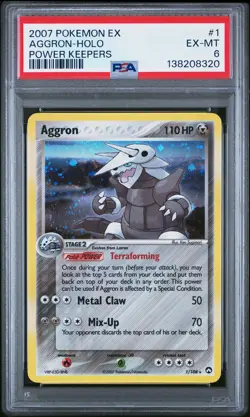 2007 POKEMON EX POWER KEEPERS #1 AGGRON-HOLO PSA 6 - Image 1