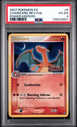 2007 POKEMON EX POWER KEEPERS #6 CHARIZARD-REVERSE FOIL PSA 4 - Image 1
