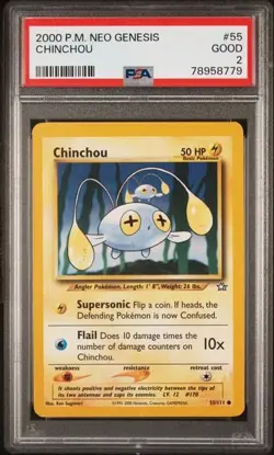 2000 Pokemon Neo Genesis Chinchou #55 PSA2 - Image 1