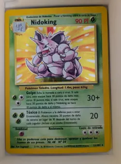 Pokemon TCG Nidoking Base Set Holo Rare Card 11/102 Spanish Edition - Image 1