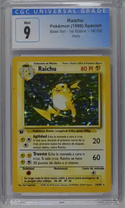Raichu Pokemon 1999 Spanish Base Set 1st Edition 14/102 Holo CGC 9 MINT - Image 1