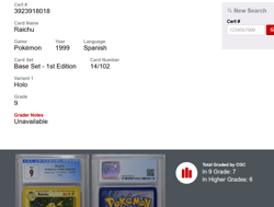 Raichu Pokemon 1999 Spanish Base Set 1st Edition 14/102 Holo CGC 9 MINT - Image 3
