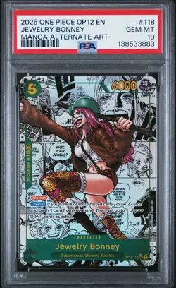 2025 ONE PIECE MANGA ALTERNATE ART OP12-118 JEWELRY BONNEY PSA 10 - Image 1