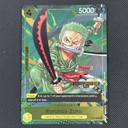 One Piece Card Game TCG - Roronoa Zoro (P-042) 2024 Championship English Card - Image 1
