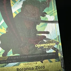 One Piece Card Game TCG - Roronoa Zoro (P-042) 2024 Championship English Card - Image 2