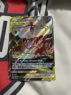 Pokemon Espeon & Deoxys GX TAG TEAM Holo Promo SM240 260HP Psychic Card - Image 1