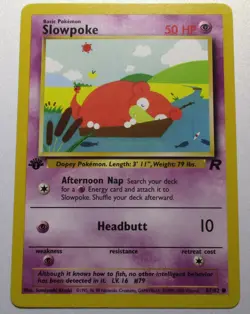 Slowpoke 67/82 1st Edition Team Rocket Pokemon Card WOTC - Image 1