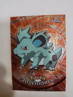 1999 Topps Pokemon TV Animation NIDORINA #30 Texture Holo Silver Foil Black Logo - Image 1