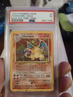 Pokemon Charizard Base Set Unlimited Holo Rare #4 1999-2000 4th Print PSA 1 - Image 1