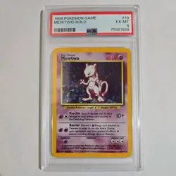 Pokemon 1999 Mewtwo Holo 10/102 Base Set PSA 6 EX-MT - Image 1