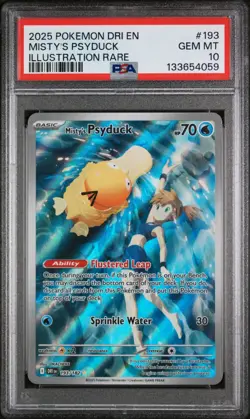 2025 POKEMON DRI EN-DESTINED RIVALS ILLUSTRATION RARE MISTY'S PSYDUCK PSA 10 - Image 1