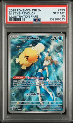 2025 POKEMON DRI EN-DESTINED RIVALS ILLUSTRATION RARE MISTY'S PSYDUCK PSA 10 - Image 1