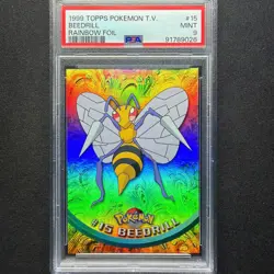 topps Pokemon TV Animation Edition Series 1 Rainbow Holo Foil #15 Beedrill PSA 9 - Image 1