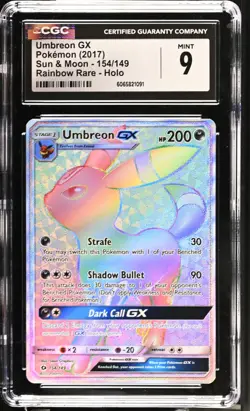 2017 Pokemon Umbreon GX 154/149 Sun Moon Base Set Holo Rainbow Rare CGC 9 - Image 1