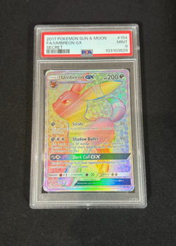 Pokemon TCG Umbreon GX 154/149 Sun Moon Base Set 2017 Secret Rainbow PSA 9 - Image 1