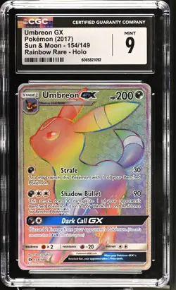2017 Pokemon Umbreon GX 154/149 Sun & Moon Base Set Rainbow Rare CGC 9 - Image 1