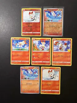 7 Scorbunny Pokemon Card Collection SWSH SV Reverse Holo 25th PTCG - Image 1