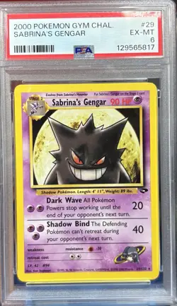 PSA 6 2000 Pokemon Gym Challenge Sabrina’s Gengar No. 29 - Image 1