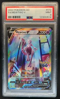 2022 Pokemon SWSH Pokemon GO Mewtwo V #072/078 PSA 9 - Image 1