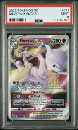 2022 POKEMON GO #031 MEWTWO VSTAR PSA 9 - Image 1