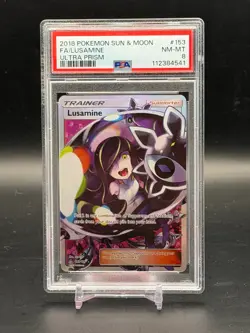 PSA 8 NM/MT Lusamine Full Art Ultra Prism Holo Pokemon 153/156 - Image 1