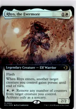 MTG ECL *Foil Rhys, the Evermore (Extended Art) 354 R NM Lorwyn Eclipsed - Image 1