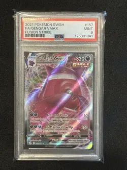 2021 POKEMON SWORD & SHIELD FUSION STRIKE #157 FULL ART/GENGAR VMAX PSA 9 - Image 1