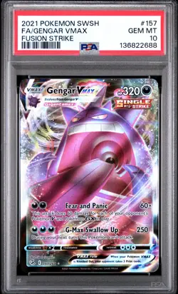 2021 POKEMON SWORD & SHIELD FUSION STRIKE #157 FULL ART/GENGAR VMAX PSA 10 - Image 1