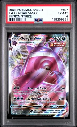 2021 POKEMON SWORD & SHIELD FUSION STRIKE #157 FULL ART/GENGAR VMAX PSA 6 - Image 1