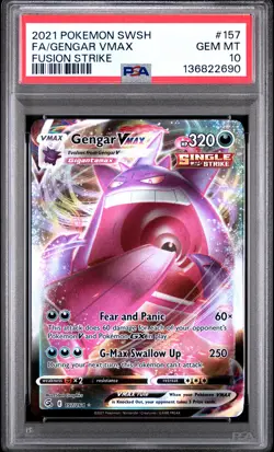 2021 POKEMON SWORD & SHIELD FUSION STRIKE #157 FULL ART/GENGAR VMAX PSA 10 - Image 1