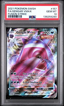 2021 POKEMON SWORD & SHIELD FUSION STRIKE #157 FULL ART/GENGAR VMAX PSA 10 - Image 1