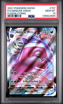 2021 POKEMON SWORD & SHIELD FUSION STRIKE #157 FULL ART/GENGAR VMAX PSA 10 - Image 1