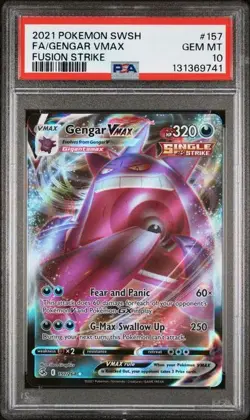 2021 POKEMON SWORD & SHIELD FUSION STRIKE #157 FULL ART/GENGAR VMAX PSA 10 - Image 1