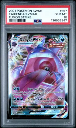 2021 POKEMON SWORD & SHIELD FUSION STRIKE #157 FULL ART/GENGAR VMAX PSA 10 - Image 1