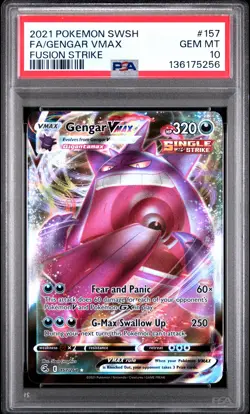 2021 POKEMON SWORD & SHIELD FUSION STRIKE #157 FULL ART/GENGAR VMAX PSA 10 - Image 1