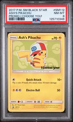 2017 Pokemon Sm Black Star Promo #SM112 Ash'S Pikachu PSA 8 - Image 1