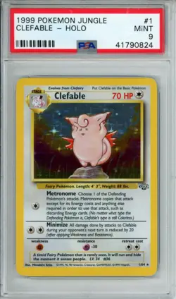 PSA 9 CLEFABLE HOLO 1999 POKEMON JUNGLE RARE MINT 1/64 - Image 1
