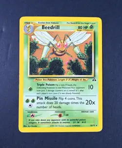 MP Beedrill Reg. 18/75 Unlimited Neo Discovery Pokemon Card - Image 1
