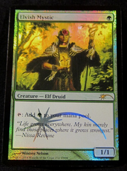 MTG FOIL ELVISH MYSTIC Green Creature FNM 2014 Promo - Image 1