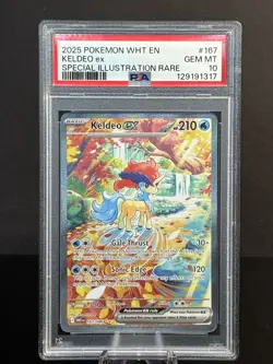 2025 POKEMON WHT EN-WHITE FLARE SPECIAL ILLUSTRATION RARE #167 KELDEO EX PSA 10 - Image 1