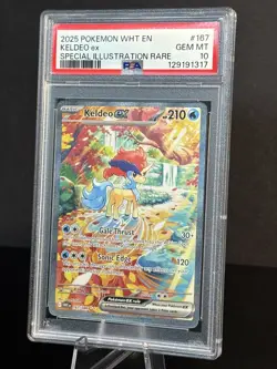 2025 POKEMON WHT EN-WHITE FLARE SPECIAL ILLUSTRATION RARE #167 KELDEO EX PSA 10 - Image 2