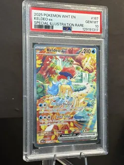 2025 POKEMON WHT EN-WHITE FLARE SPECIAL ILLUSTRATION RARE #167 KELDEO EX PSA 10 - Image 3