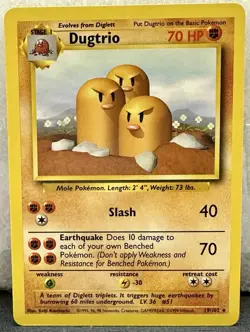 1999 Pokemon Last 1 Dugtrio Base Set #19/102 Non-Holo Rare NM/MINT-NEVER PLAYED! - Image 1