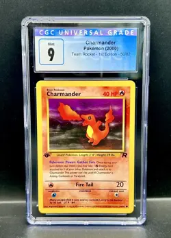 Pokemon CGC 9 Mint Charmander 50/82 Team Rocket 1st Edition Non-Holo 2000 - Image 1